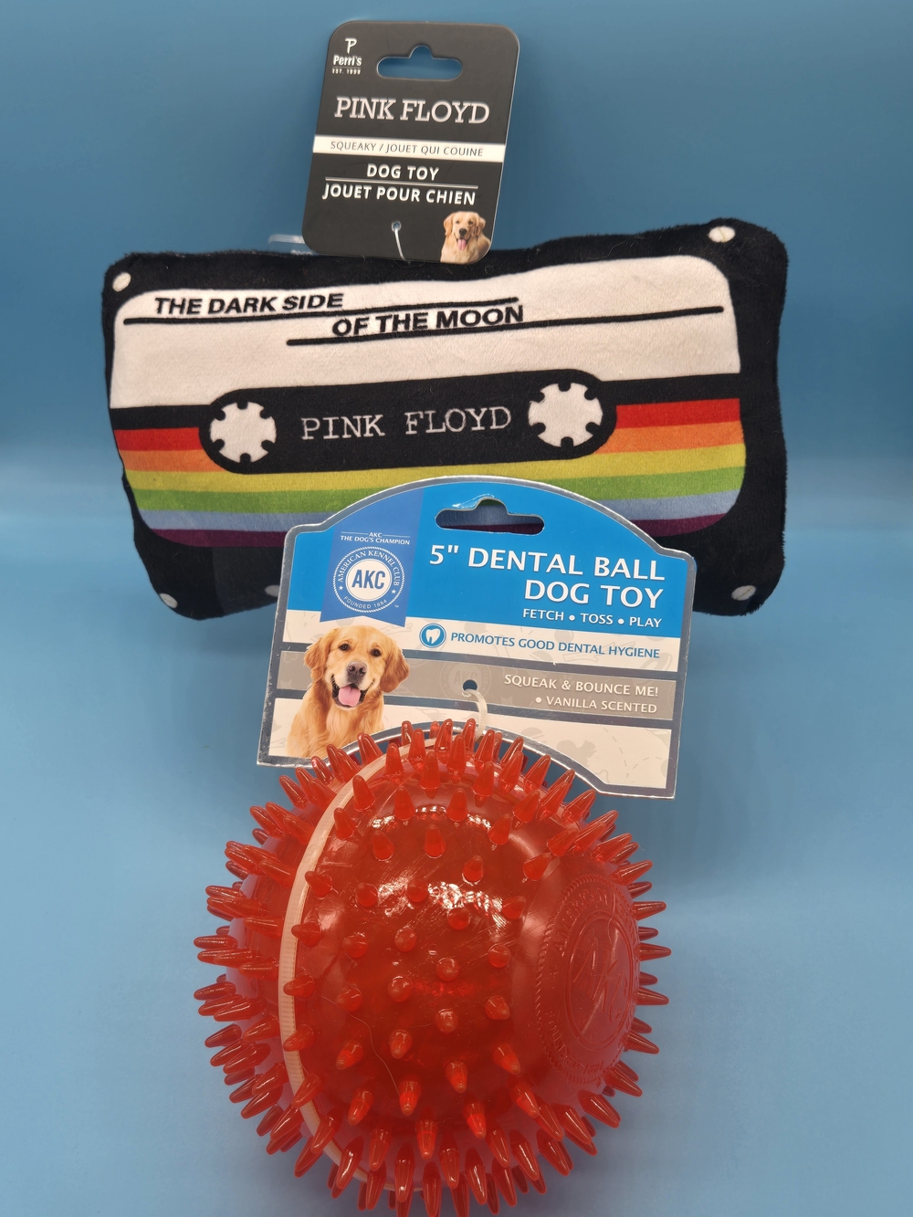 Pink Floyd Dog Toy & Red Ball Squeak Dog Toy Set- 2 Pack